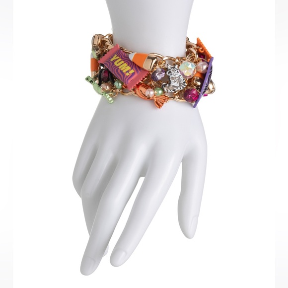 Betsey Johnson Glow in Dark-Halloween Faux Stone Candy Charm Bracelet - Picture 1 of 6